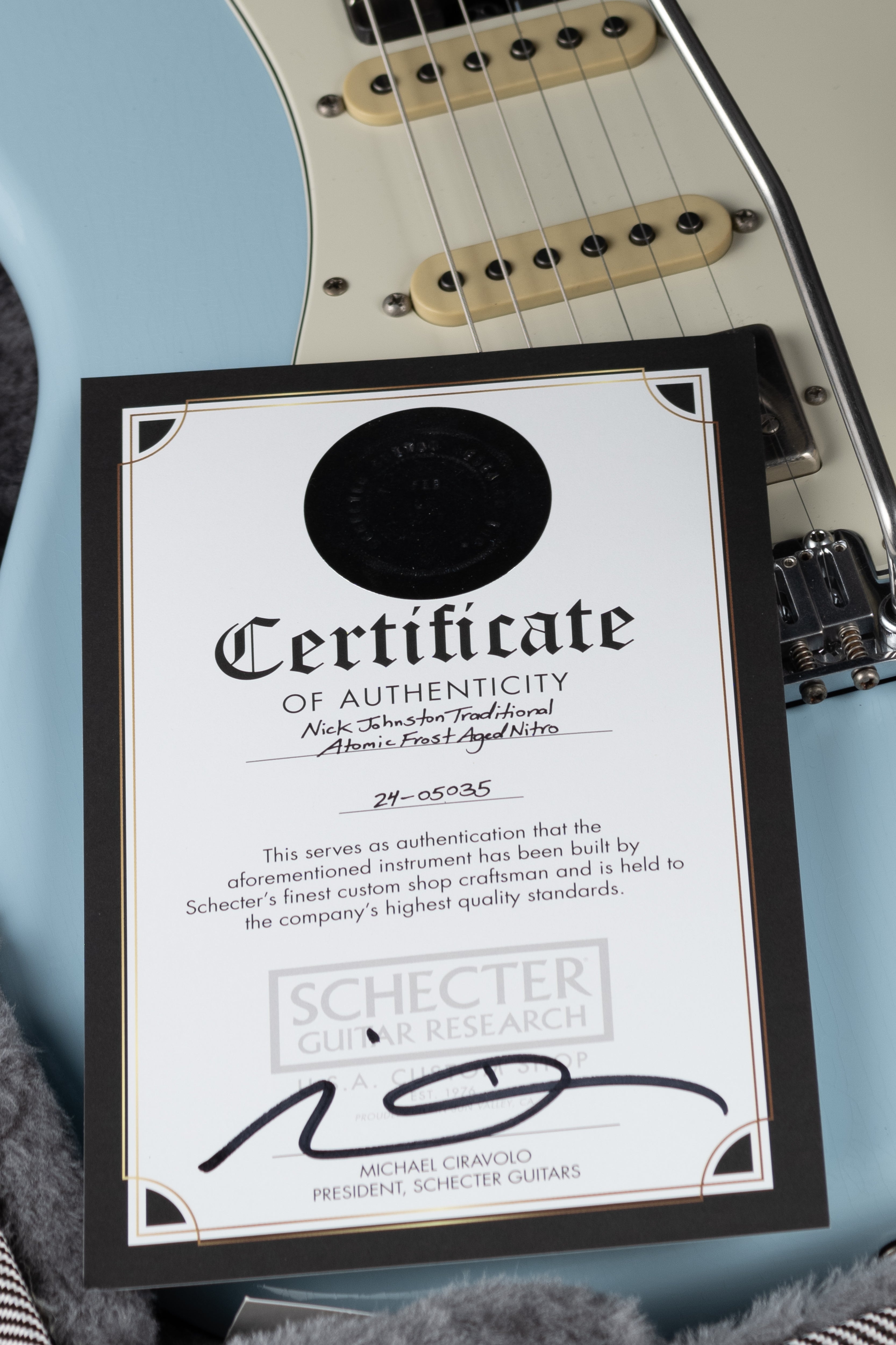 USA Signature Nick Johnston Nitro Finish Electric Guitar Wembly - Atomic Frost