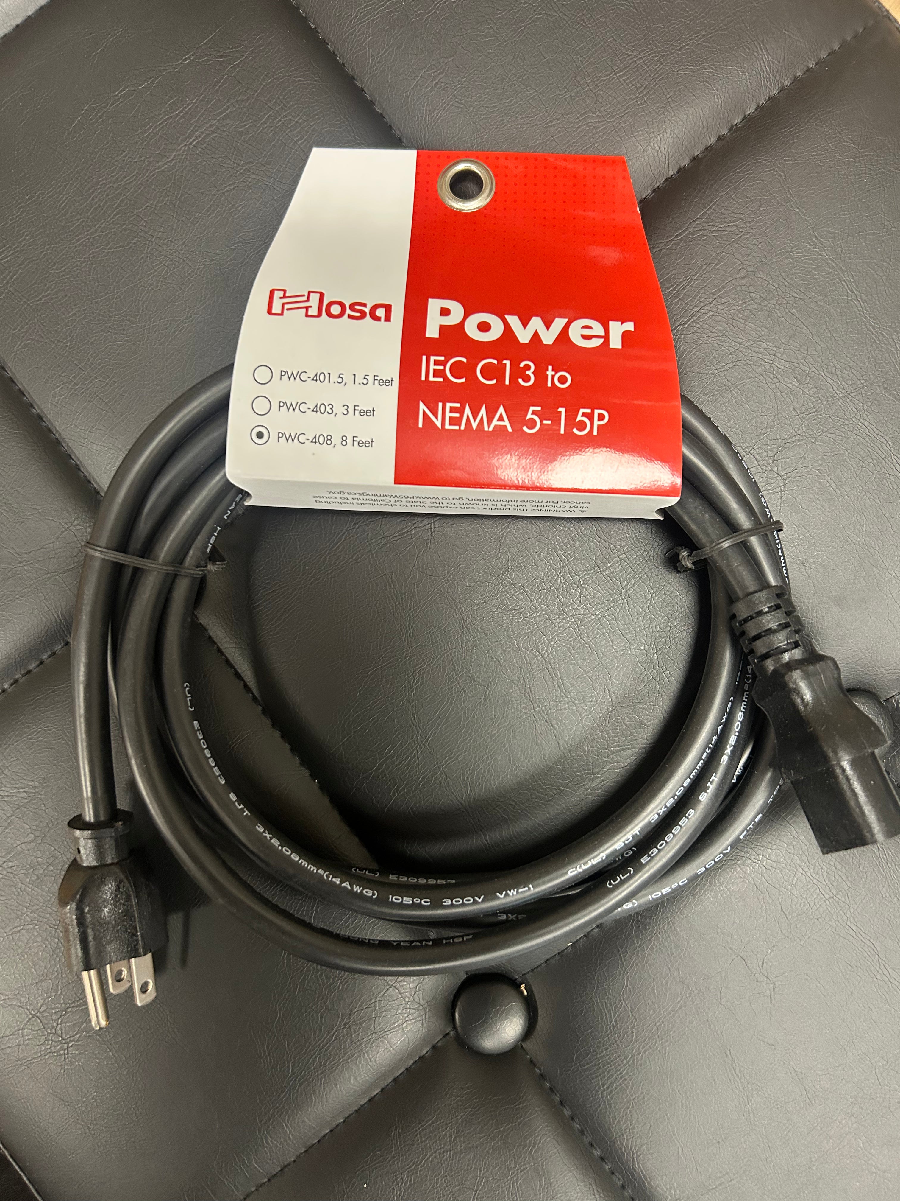 PWC-408 IEC C13 to NEMA 5-15P Power Cable