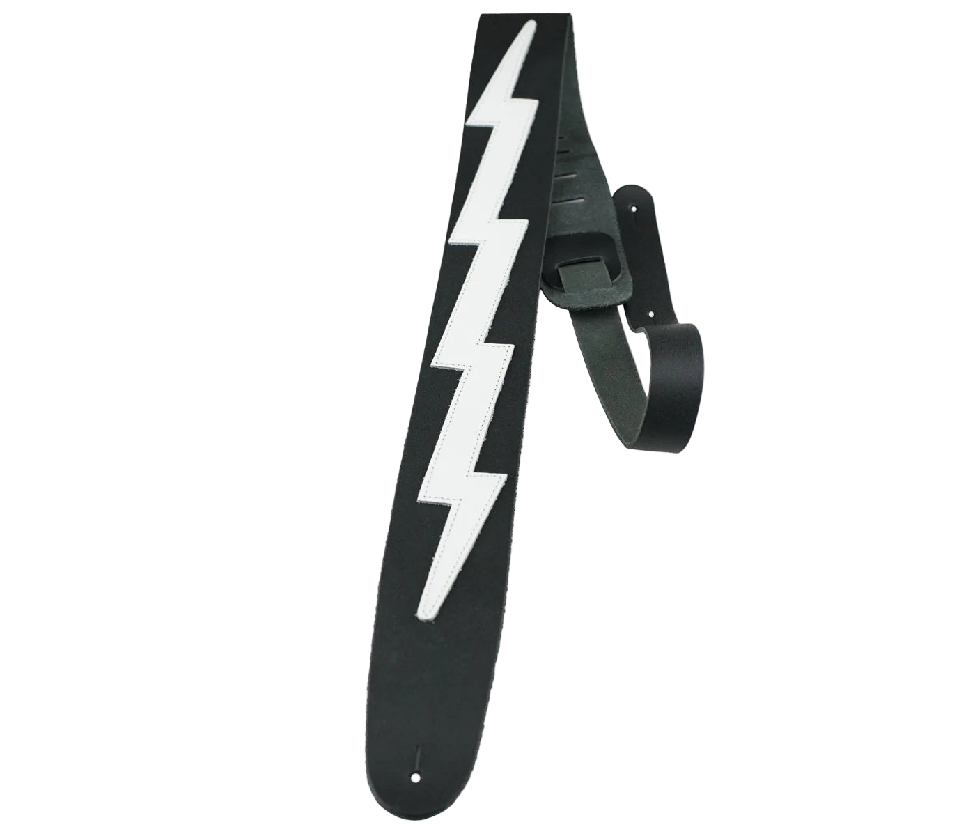 Black / White Famous Guitar Strap with Lightning Bolt