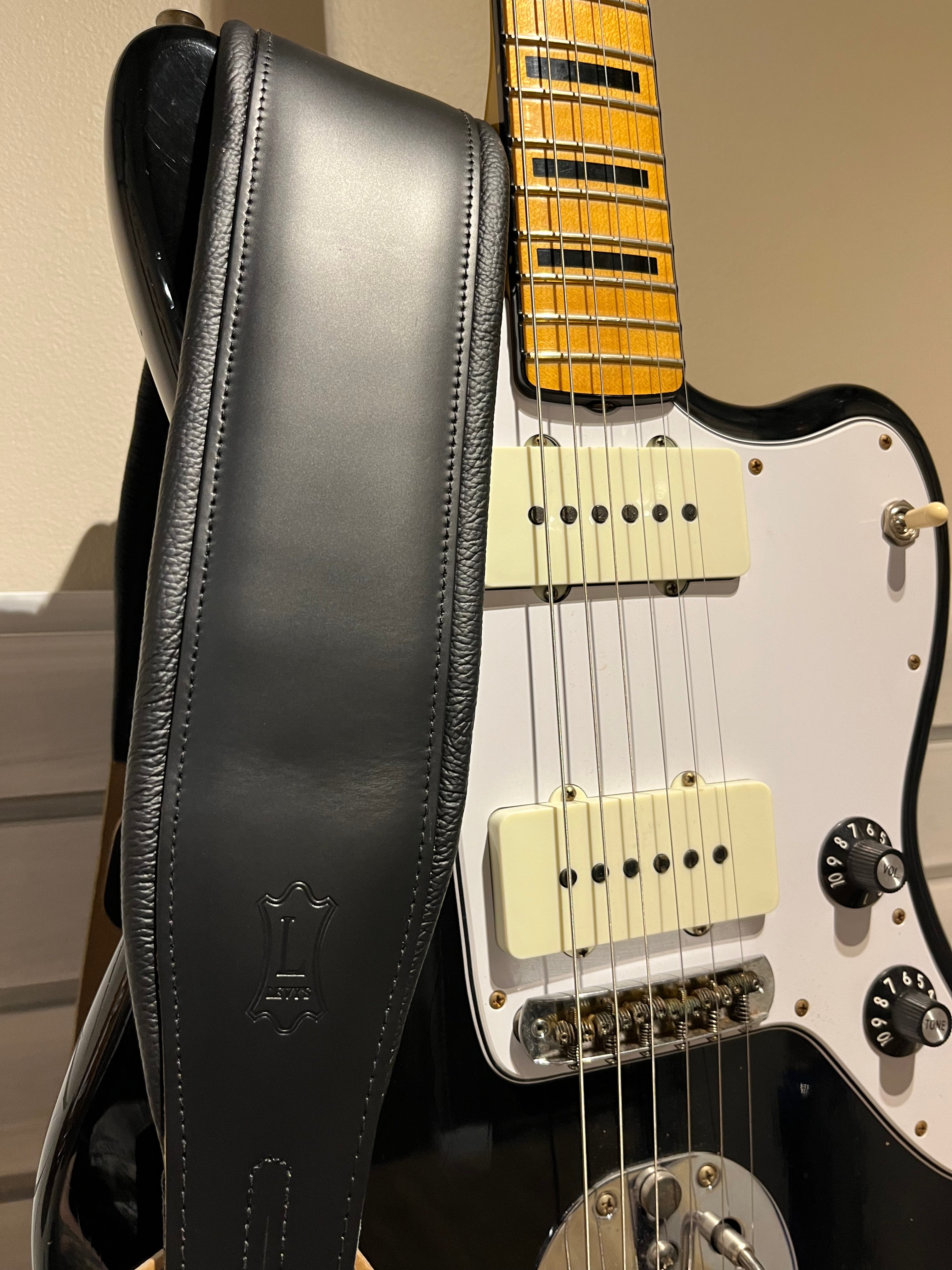 3" Top Grain Leather Strap - Black