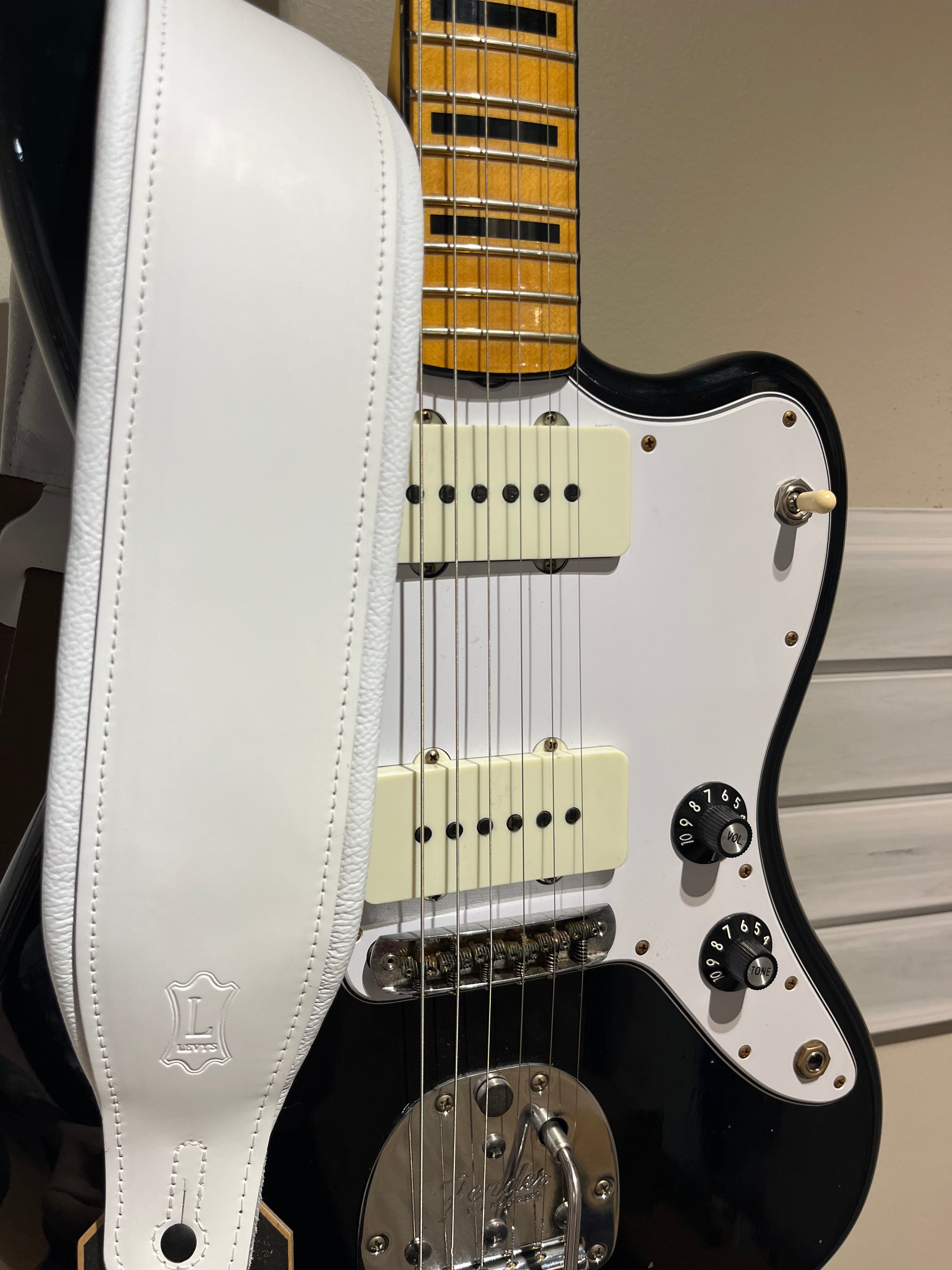 3" Top Grain Leather Guitar Strap - White